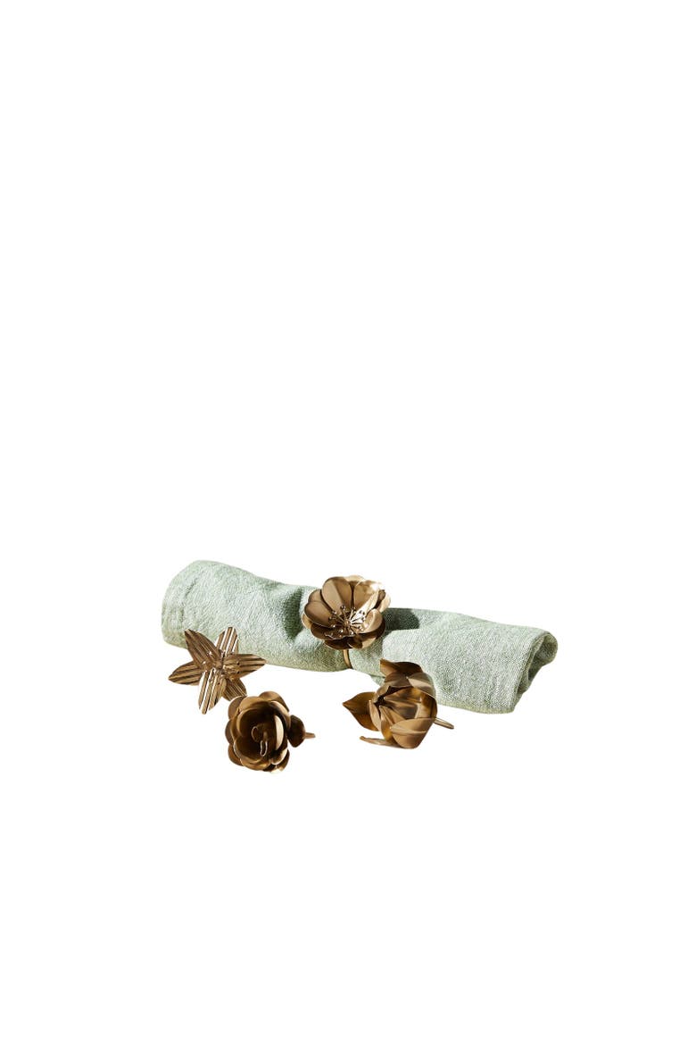 Botanical Napkin Rings - Set of 4, Main, color, Beige