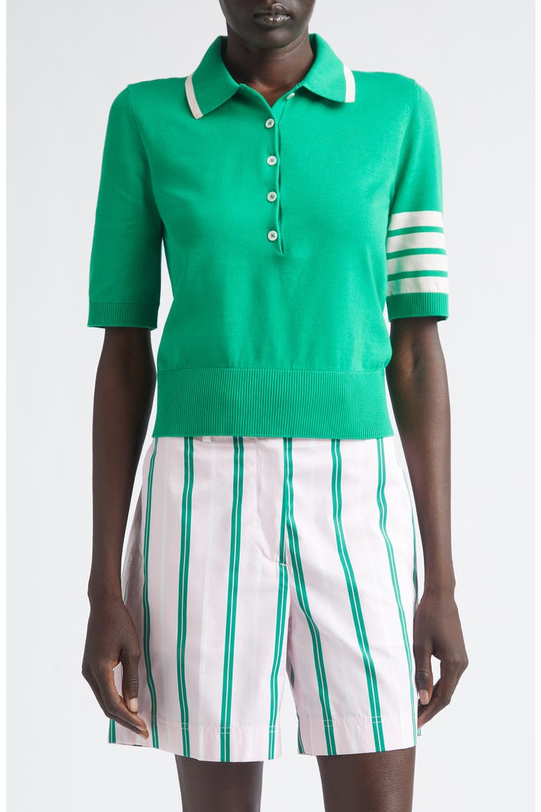 4-Bar Hector Intarsia Polo Sweater, Main, color, GREEN