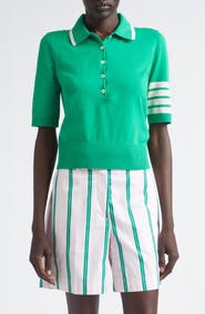 Thom Browne 4-Bar Hector Intarsia Polo Sweater
