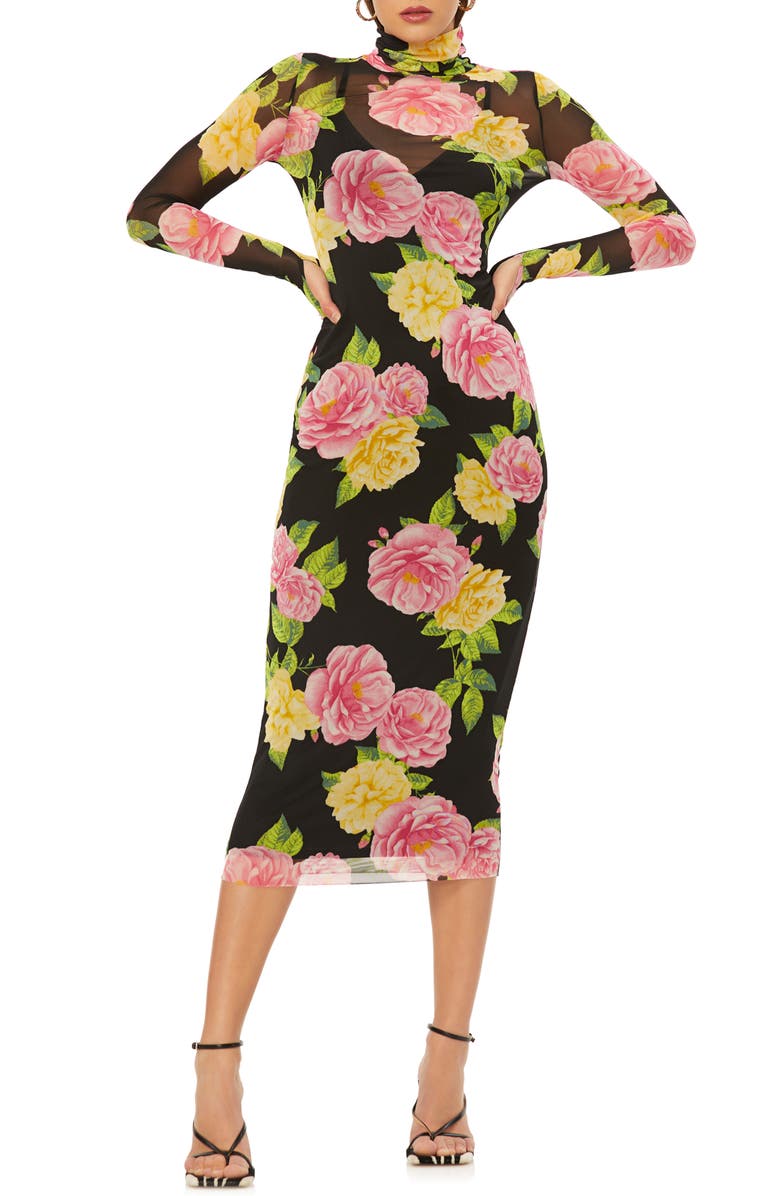 AFRM Shailene Long Sleeve Mesh Dress, Main, color, 