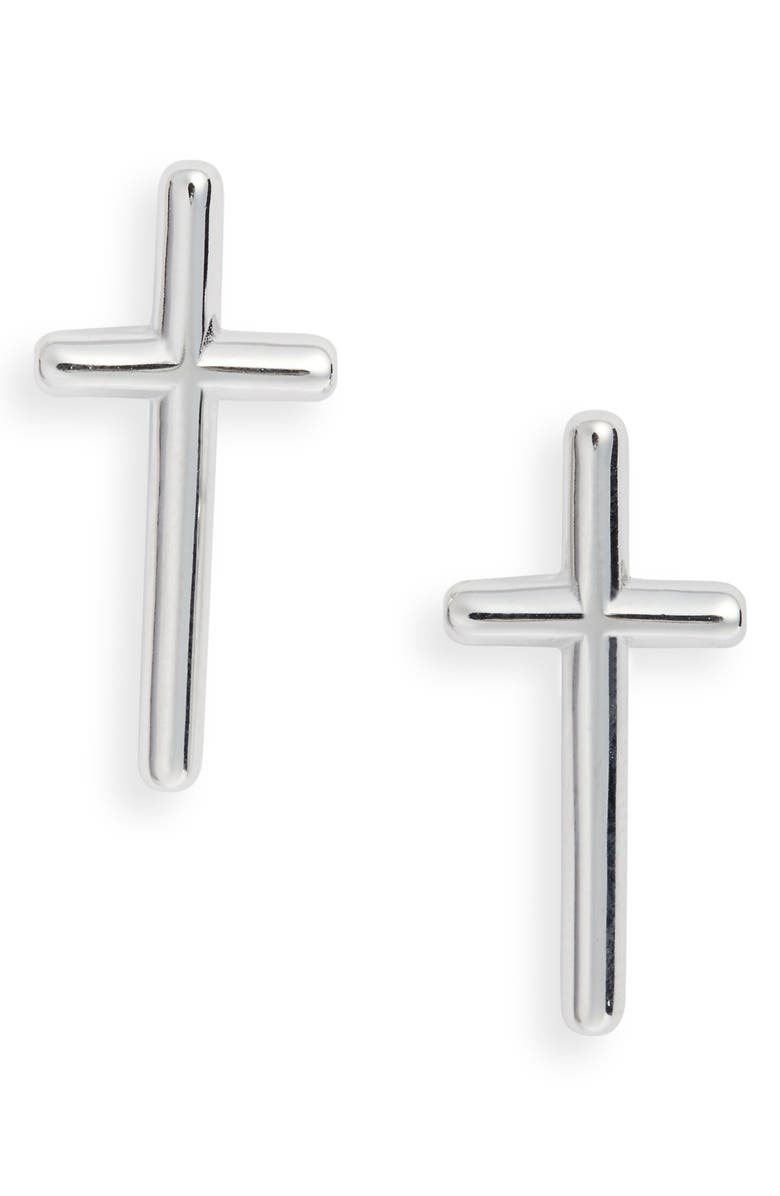 Knotty Cross Stud Earrings, Main, color, 
