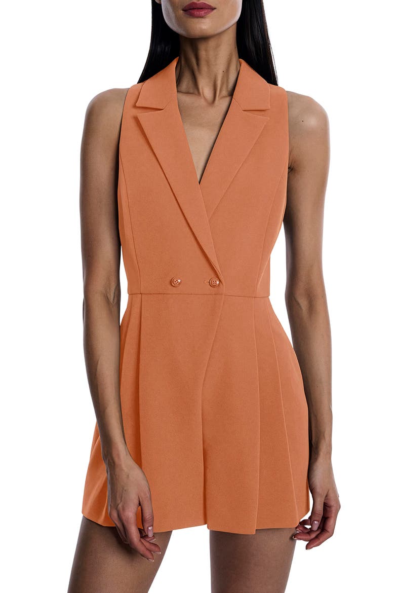 Tailored Sleeveless Romper, Alternate, color, APRICOT