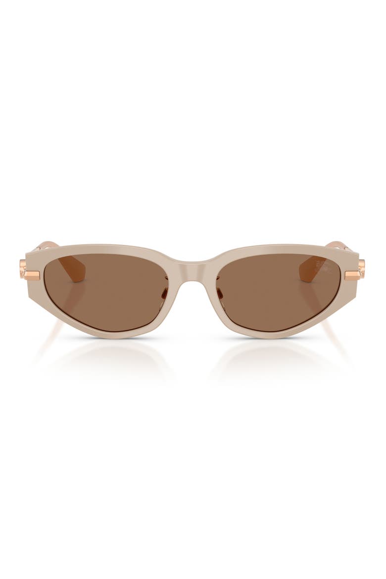 56mm Irregular Sunglasses, Main, color, BEIGE / DARK BROWN