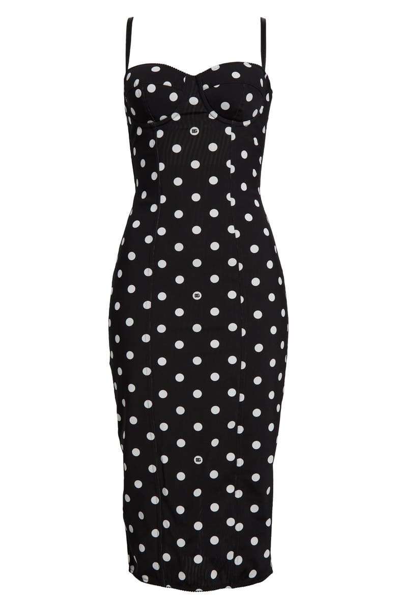 Dolce&Gabbana Polka Dot Corset Sheath Dress, Alternate, color,
