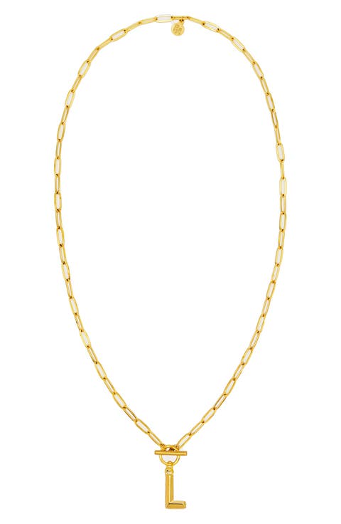 Paper Clip Initial Toggle Necklace