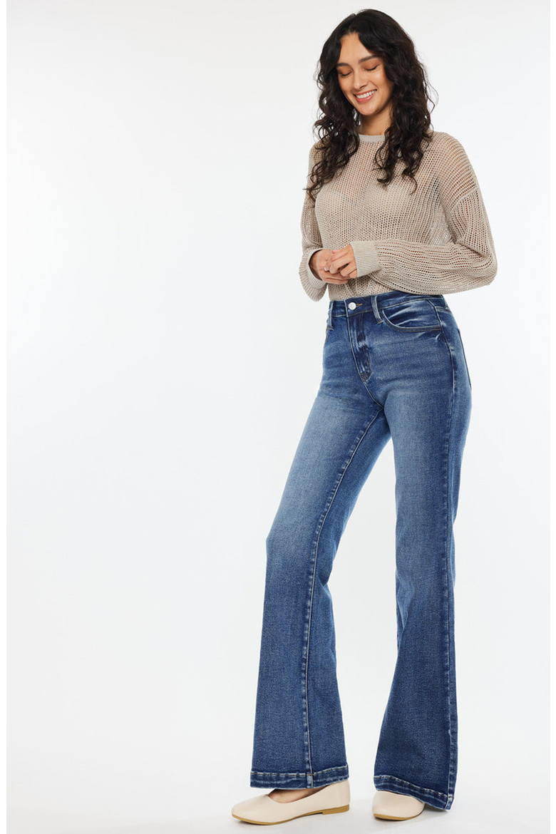 Avonlea Essentials High Rise Wide Leg Flare Jeans, Alternate, color, Dark Wash