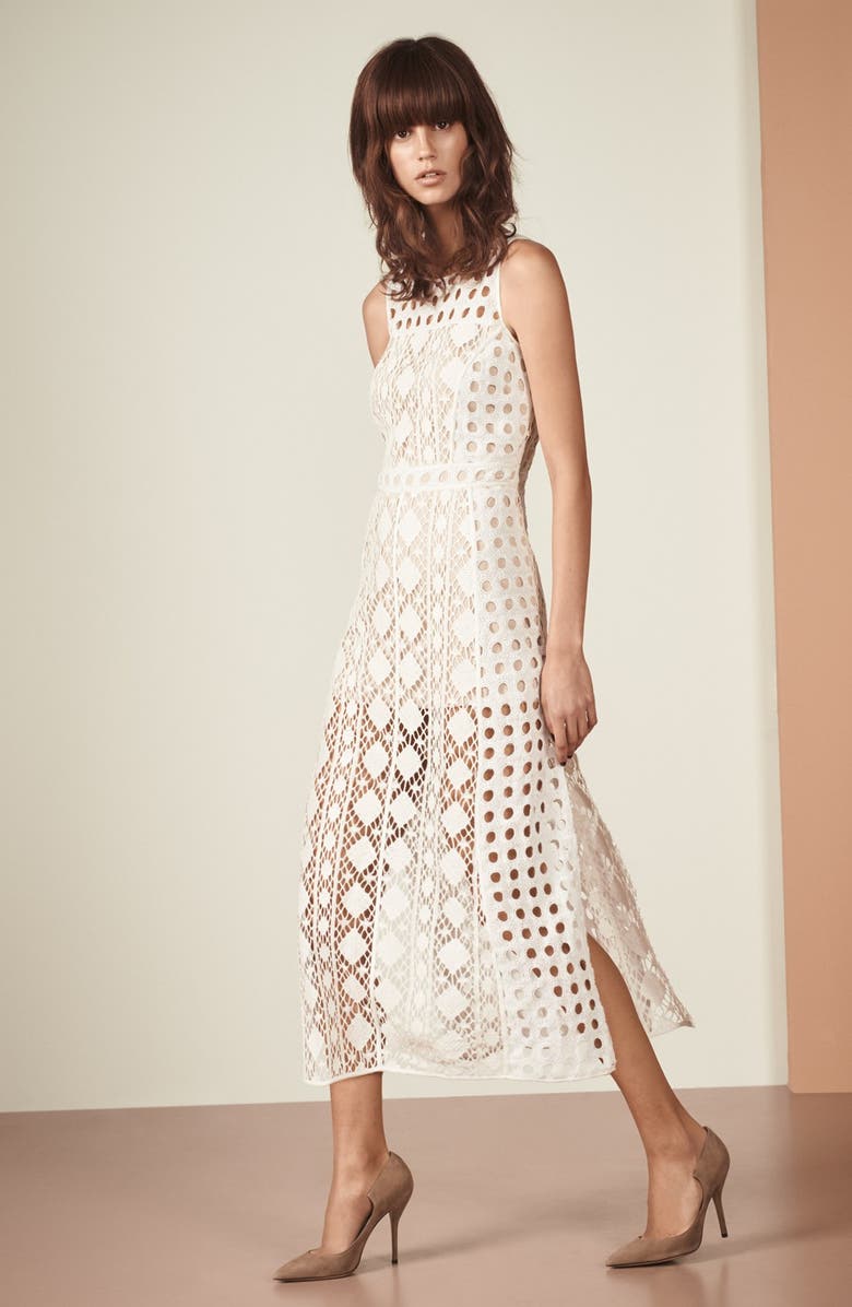 Olivia Palermo + Chelsea28 Patchwork Lace Midi Dress, Alternate, color,