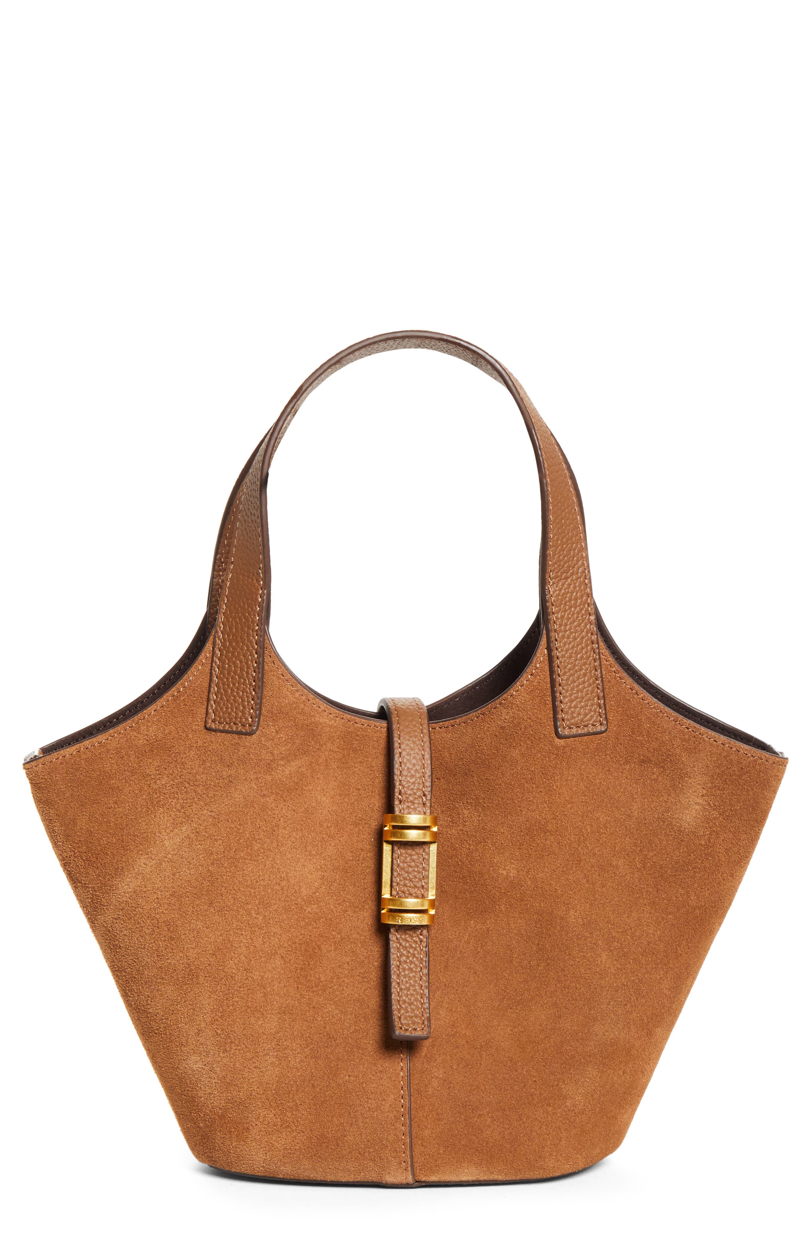 Lyra Leather & Suede Tote, Main, color, TAN
