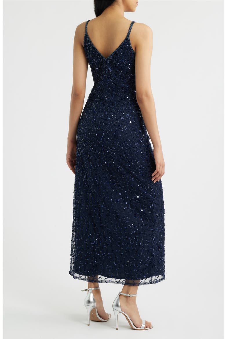 Beaded Cocktail Dress with Bolero, Alternate, color, NAVY