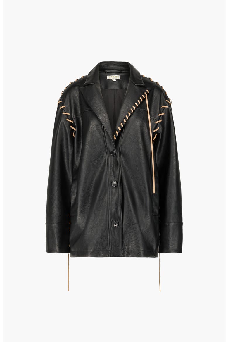 Milla Oversized Faux Leather Jacket, Main, color, Black