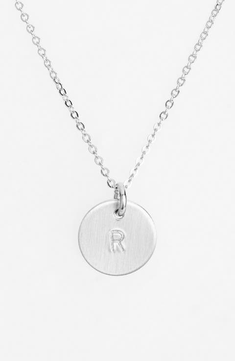 Sterling Silver Initial Mini Disc Necklace