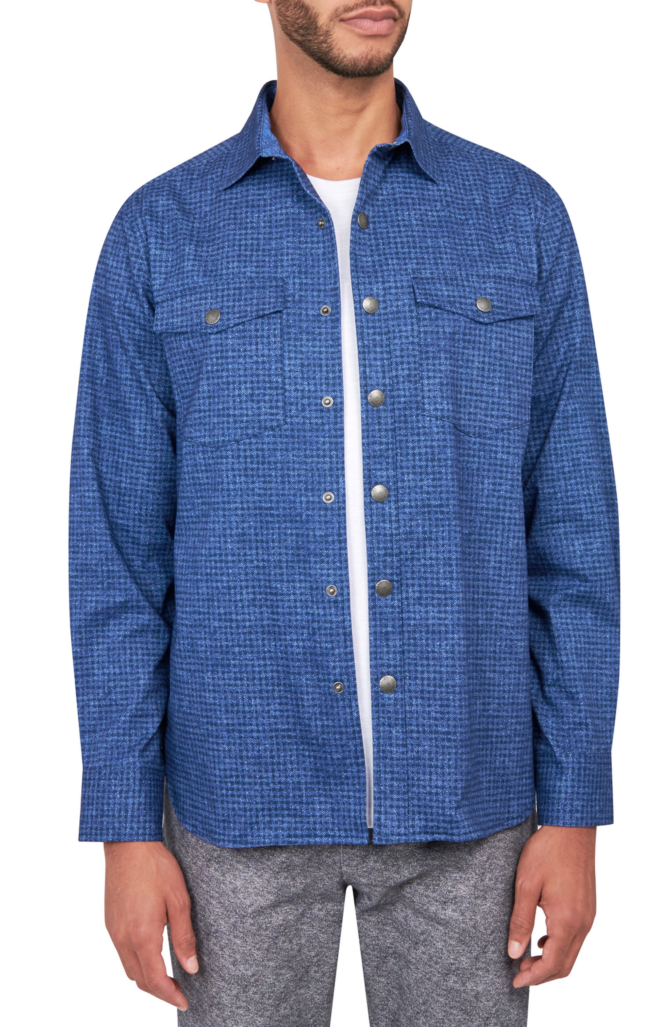 Dot Geo Cotton Stretch Shirt Jacket - image 3