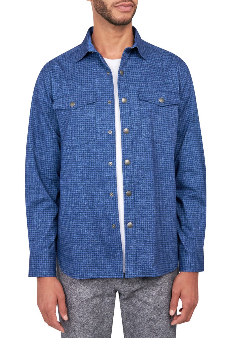 Dot Geo Cotton Stretch Shirt Jacket, Main, color, NAVY
