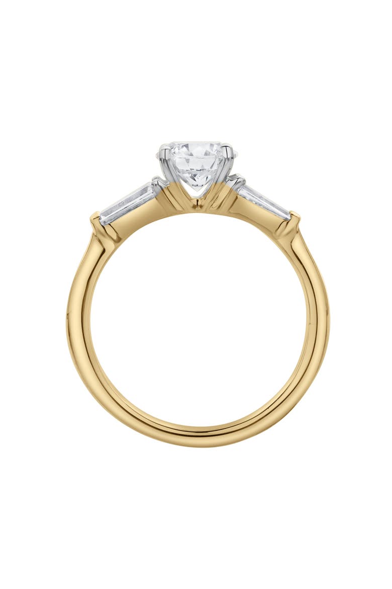 Nova 14K Gold Tapered Baguette & Round Cut Lab Grown Diamond Three Stone Ring - 1.48 ct, Alternate, color, 14K Yellow Gold