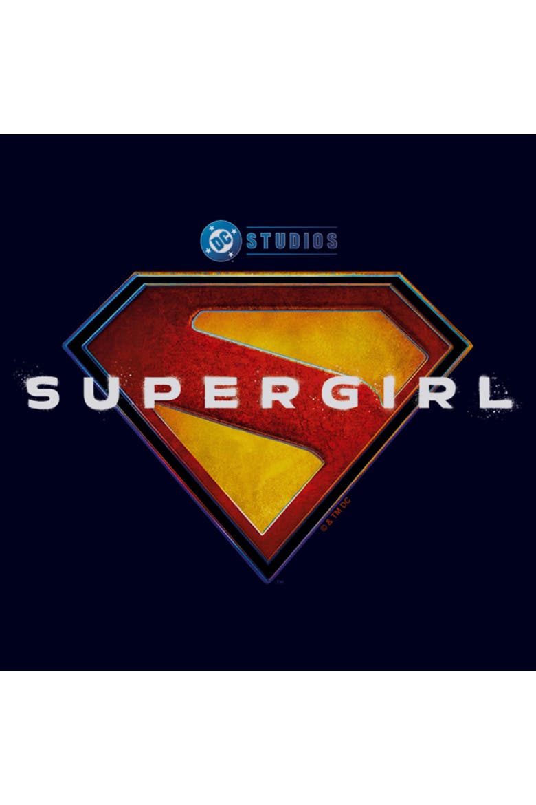 Juniors Supergirl Official Shield Logo T Shirt, Alternate, color, Navy Blue