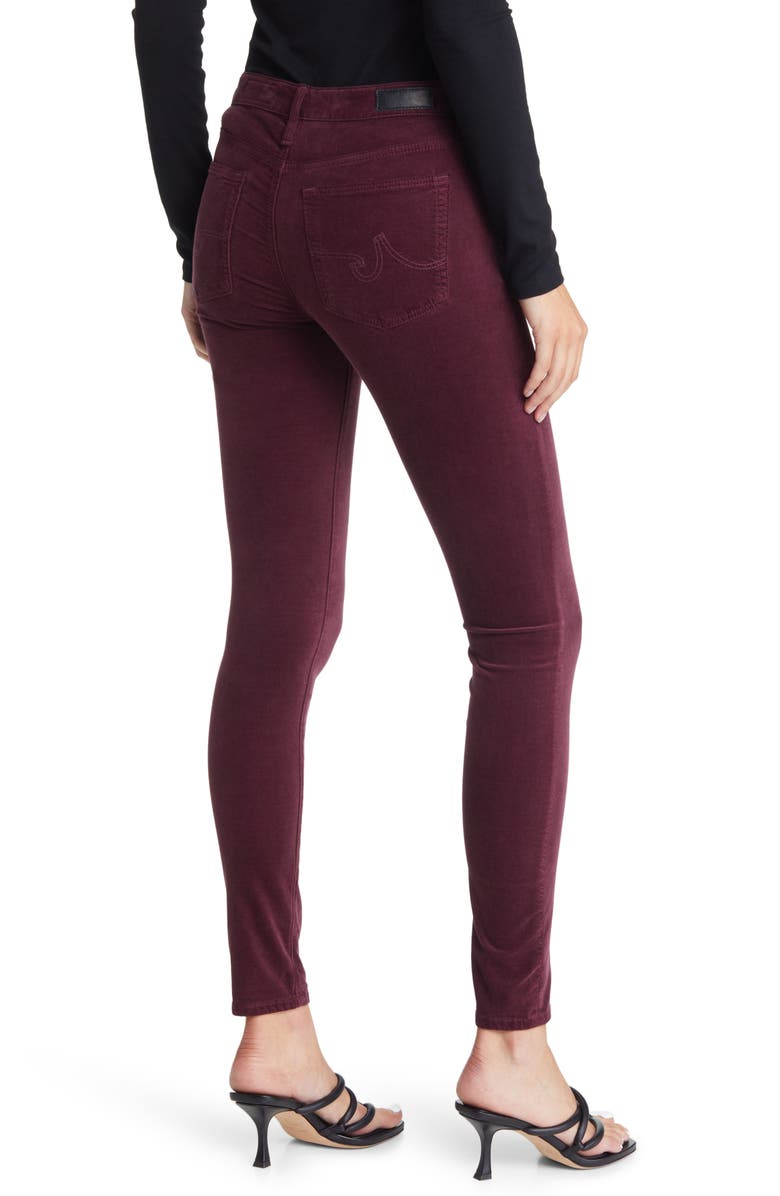 AG The Farrah High Waist Velvet Jeans, Alternate, color, Maroon Peak