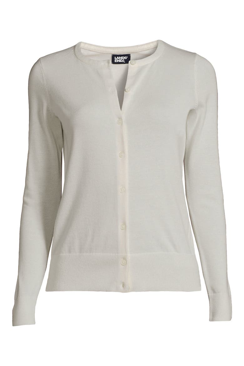 Fine Gauge Cotton Cardigan Sweater, Alternate, color, Ivory