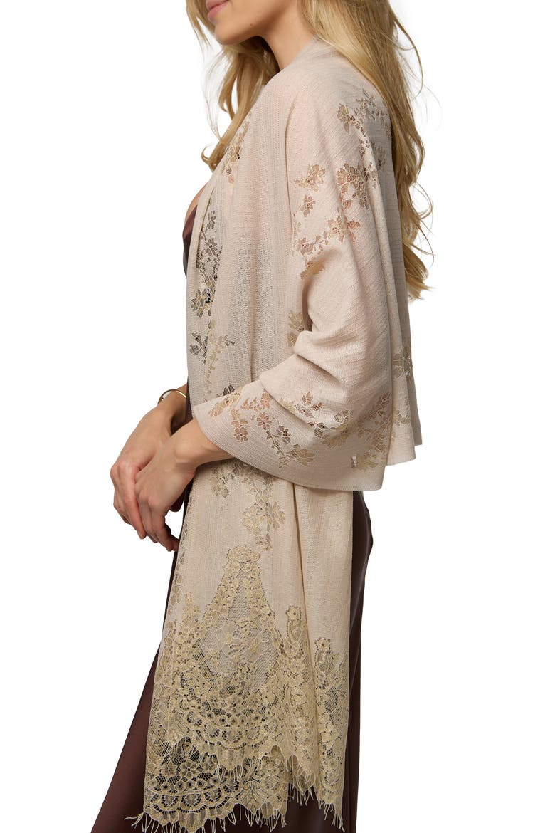 Lace Embellished Scarf, Alternate, color, TAUPE