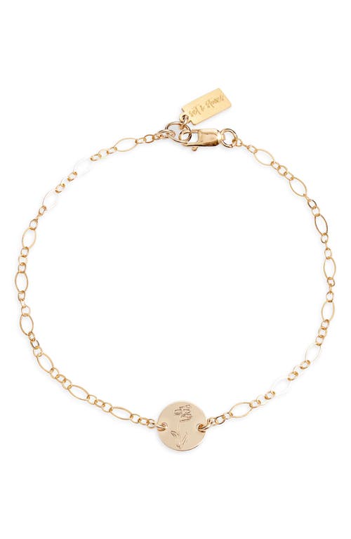 Set & Stones Lily Birth Flower Pendant Bracelet In Gold