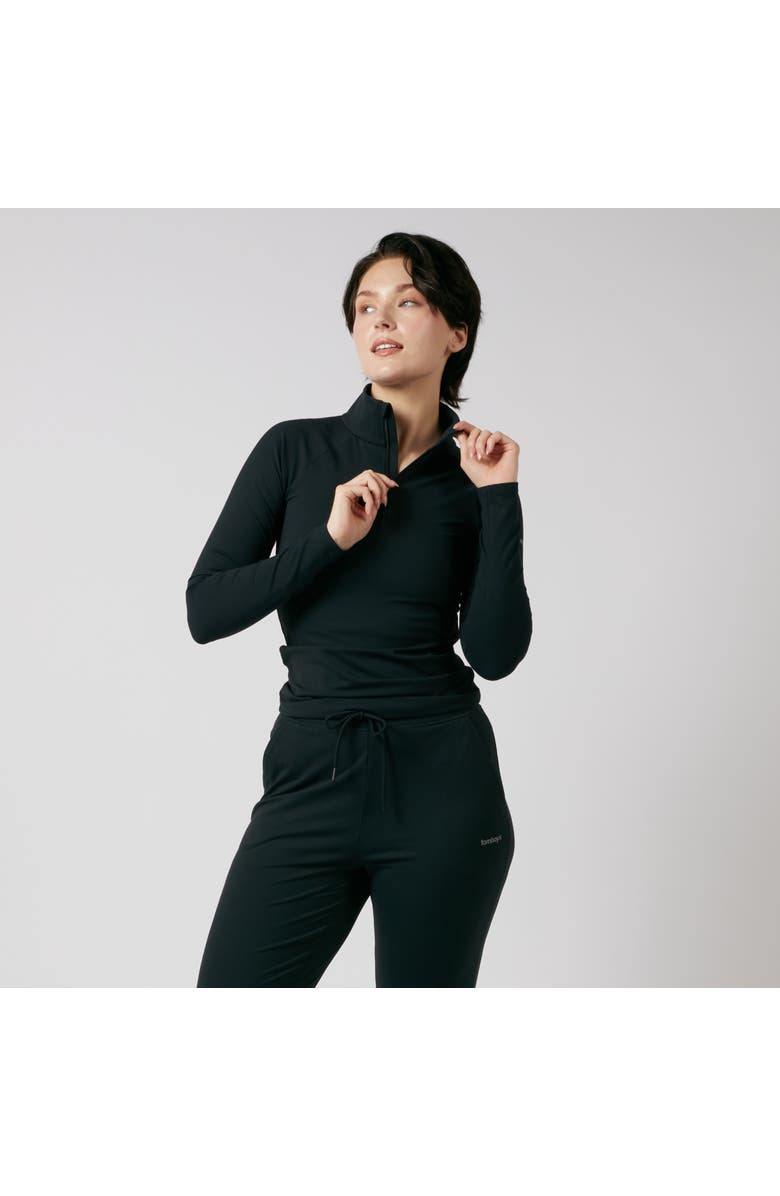 TomboyX Long Sleeve Quarter Zip Top, Alternate, color, Black