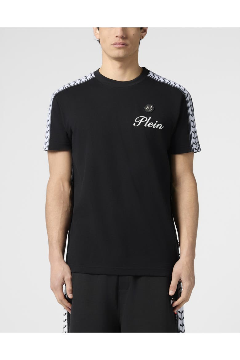 Piquet Round Neck T-Shirt Plein Tennis Men, Main, color, black