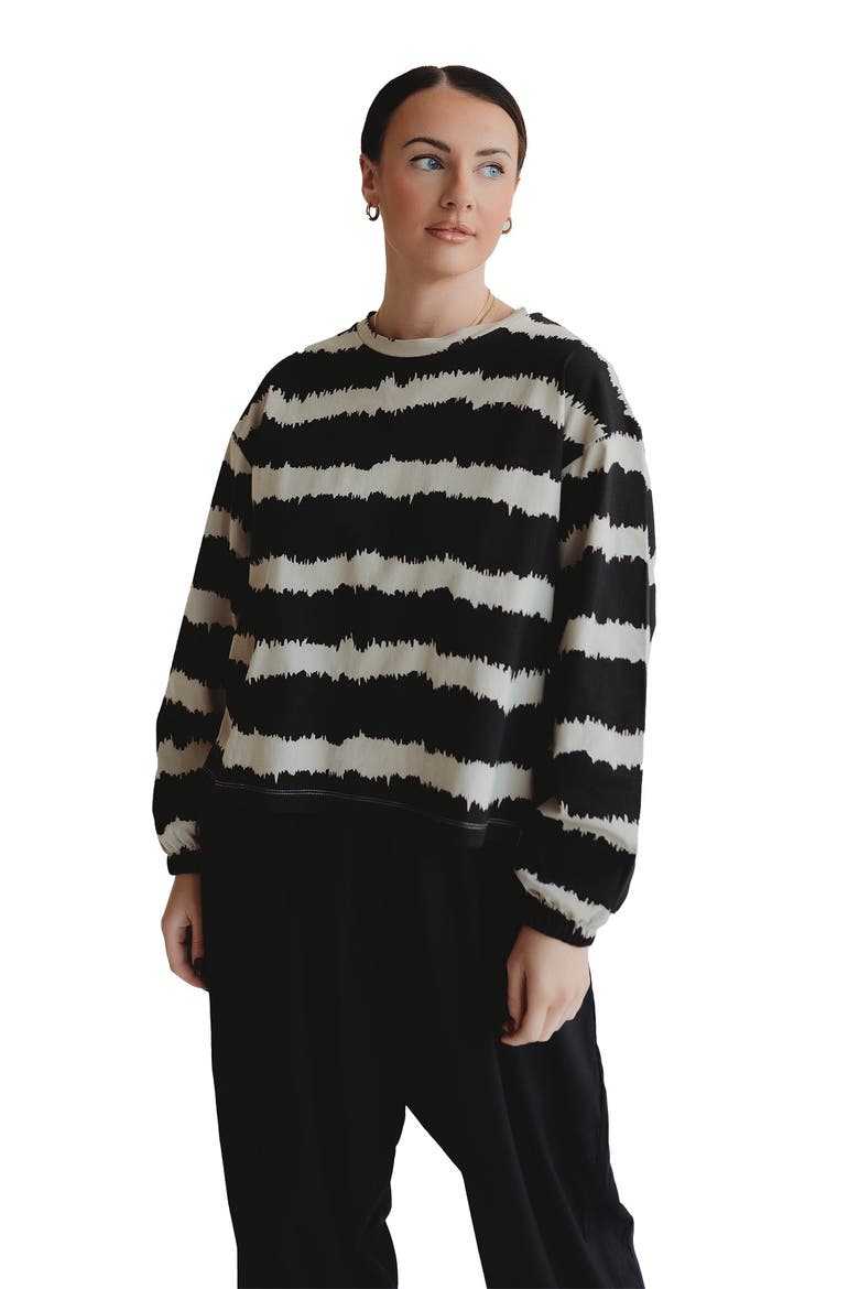 Organic Cotton Ivy Sweatshirt, Alternate, color, Black Wave