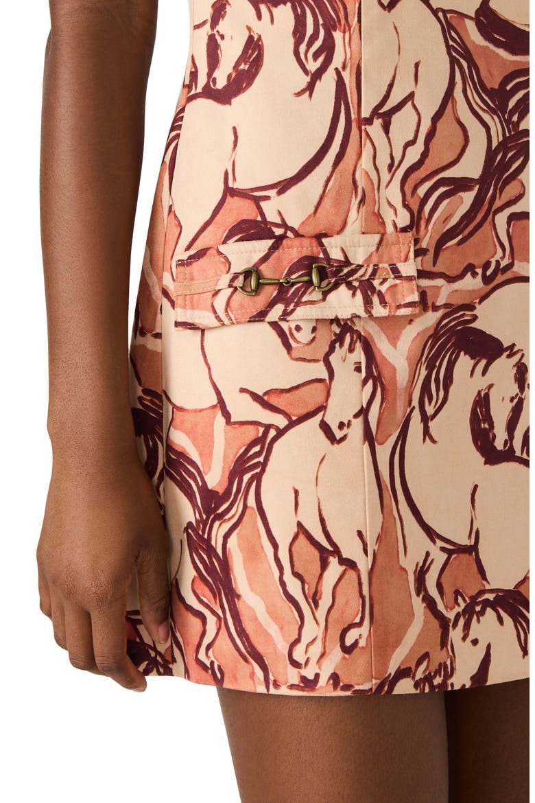 Averi Equestrian Print Sleeveless Minidress, Alternate, color, SORREL HORSE