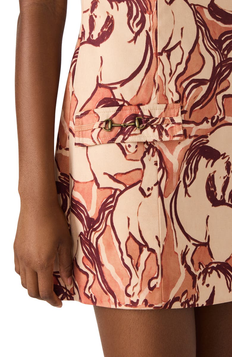 Steve Madden Averi Equestrian Print Sleeveless Minidress, Alternate, color, Sorrel Horse