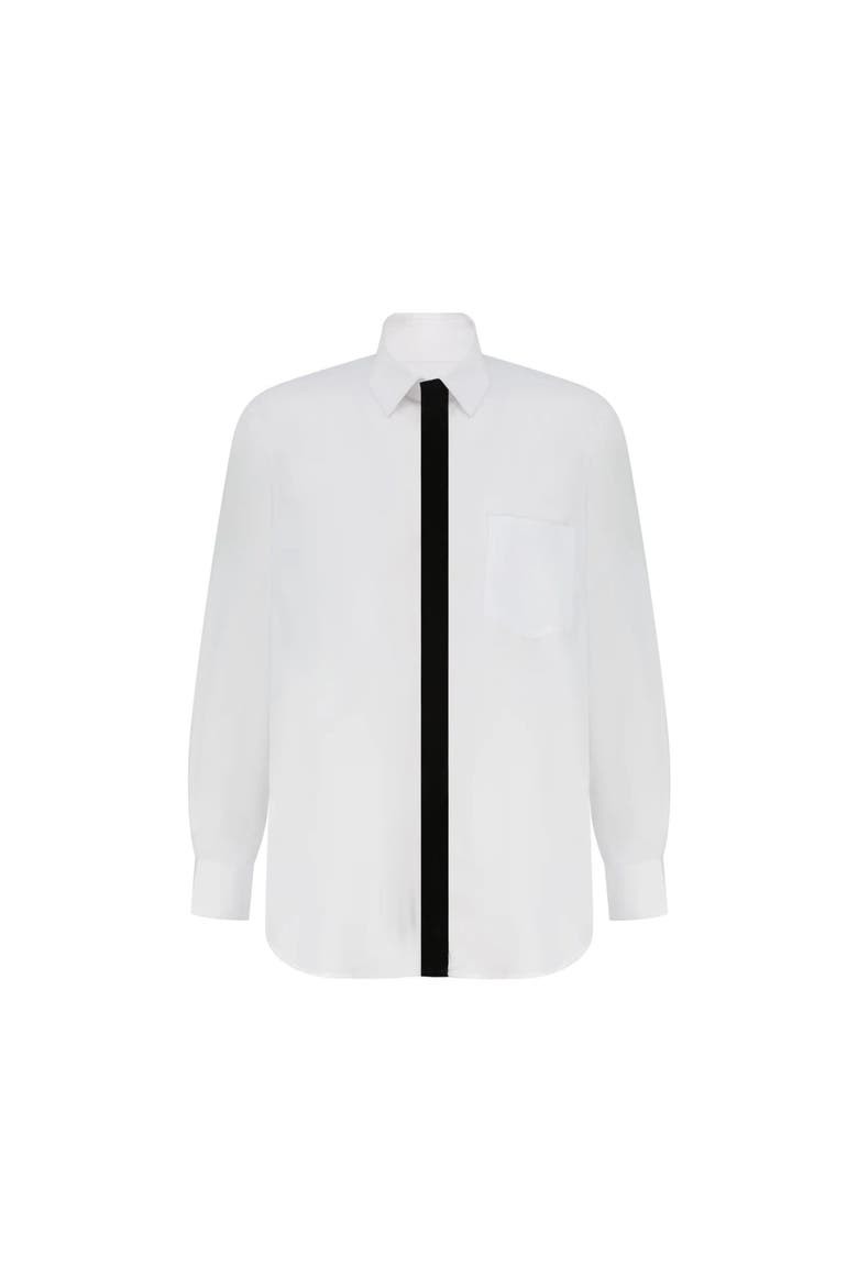 Velvet Patch Long Sleeve Botton Up Shirt, Main, color, White