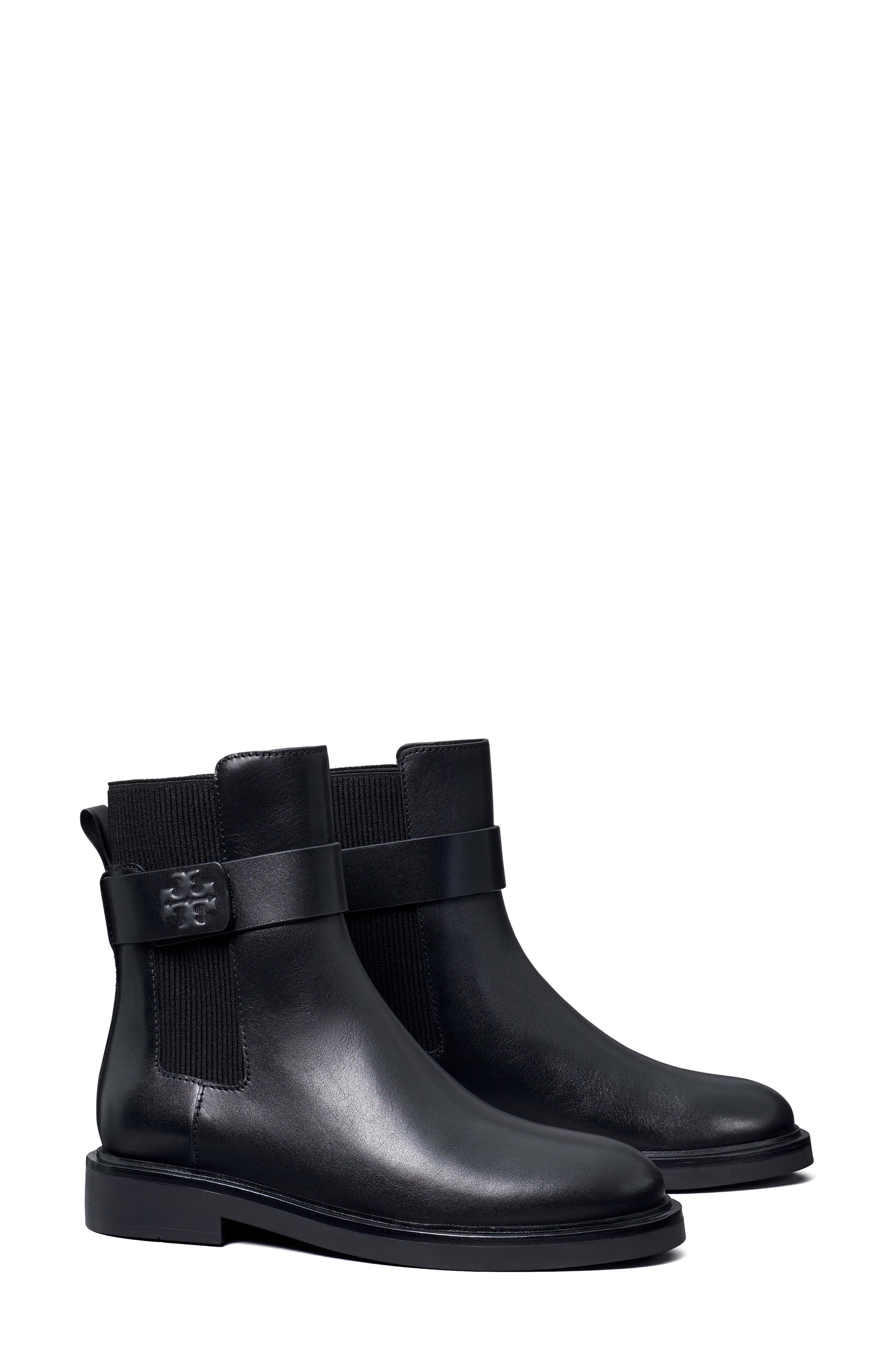 Tory Burch Double-T Chelsea Boot, Main, color, Perfect Black / Perfect Black
