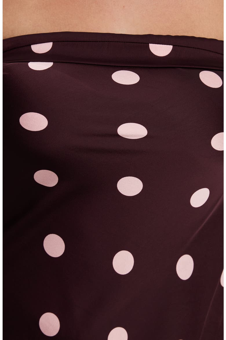 Phillipa Polka Dot Foldover Strapless Satin Minidress, Alternate, color, PLUM/ PINK POLKA DOT