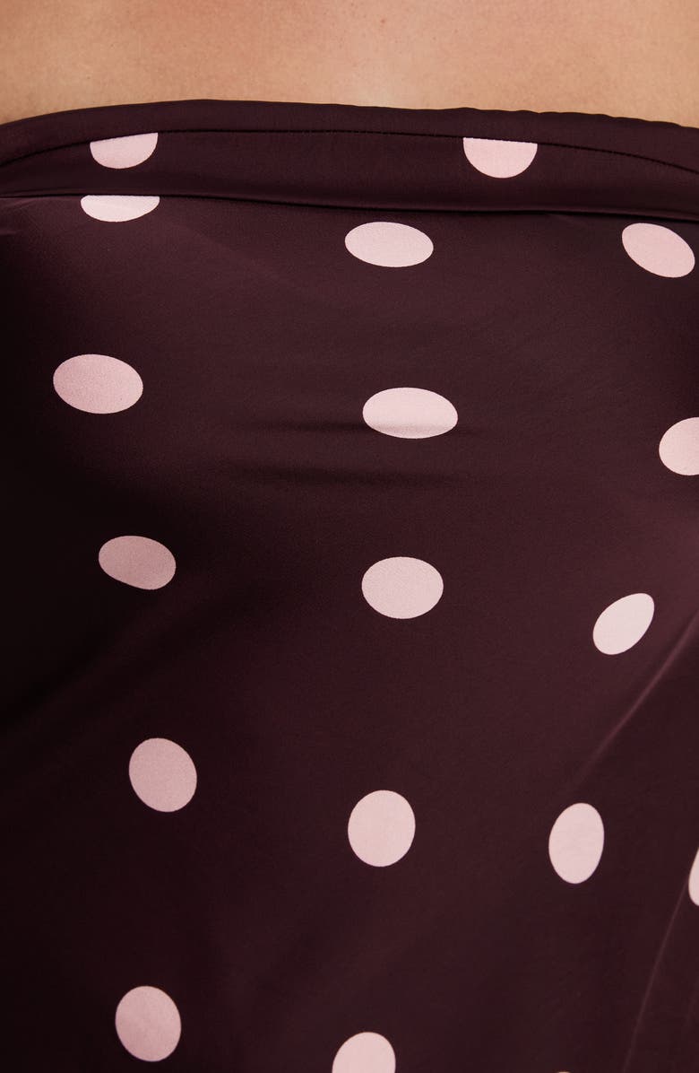 Princess Polly Phillipa Polka Dot Foldover Strapless Satin Minidress, Alternate, color, 