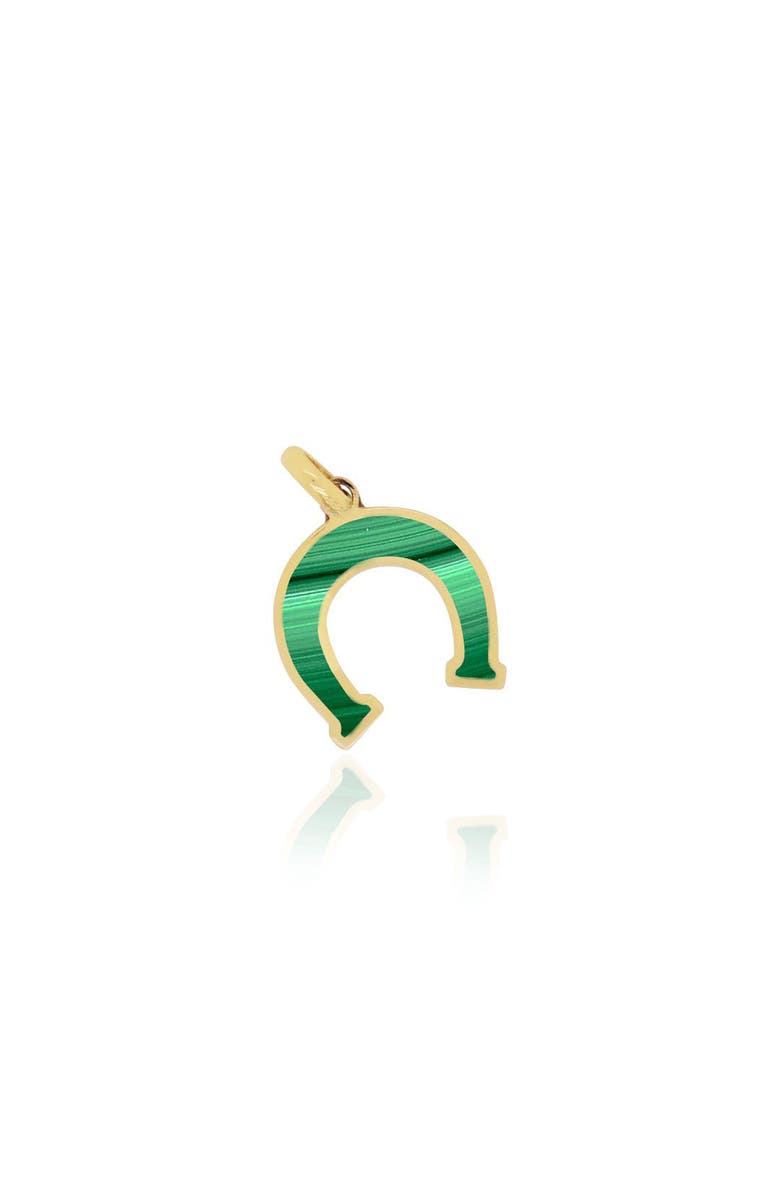 The Lovery Fine Jewelry Malachite Horseshoe Charm, Main, color, Malachite