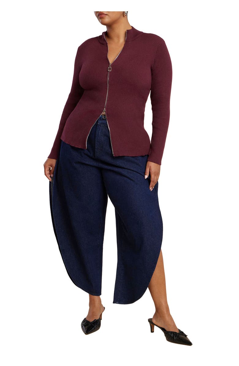 ELOQUII Petal Shape Open Side Jean, Main, color, True Dark Rinse