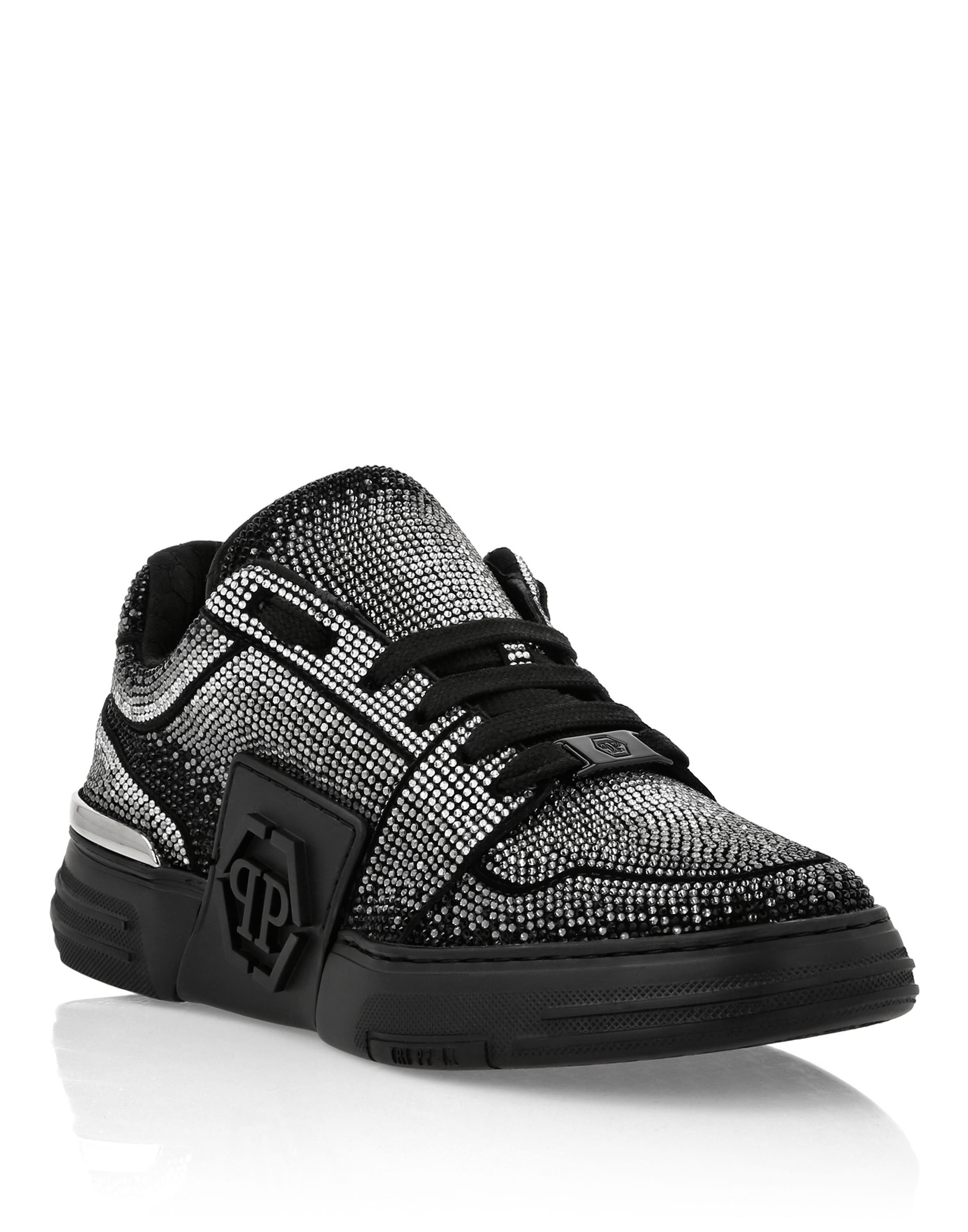 Suede Lo-Top Sneakers Strass Hexagon Unisex, Main, color, black