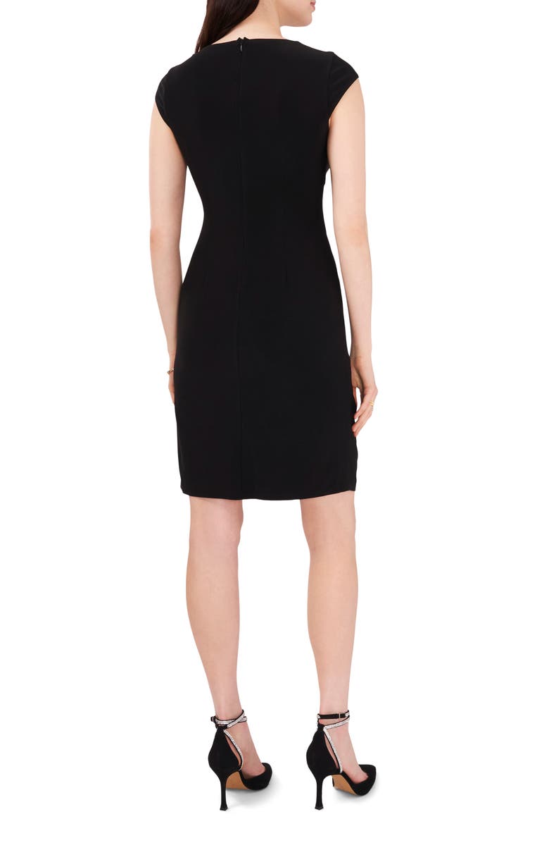 Chaus Keyhole Cap Sleeve Wrap Front Sheath Dress, Alternate, color, 