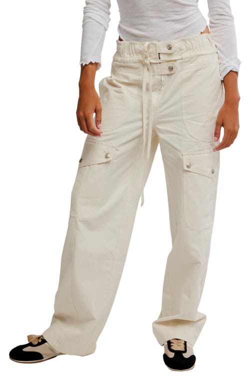 Shop Free People Park Ave Cotton Cargo Pants In Ivory