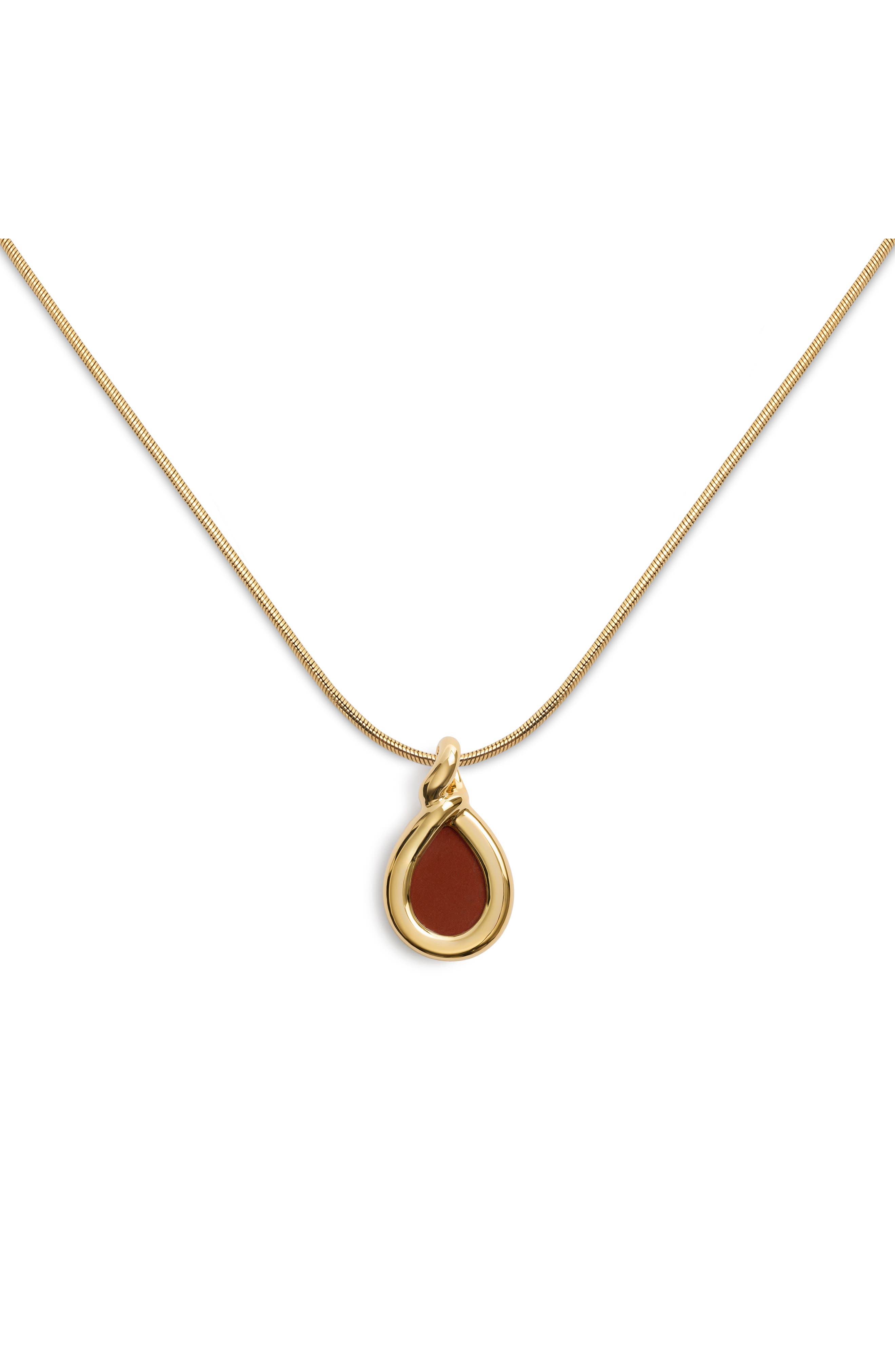 Monica Vinader Ochre 18k Gold Vermeil Red Jasper Snake Necklace (Women ...