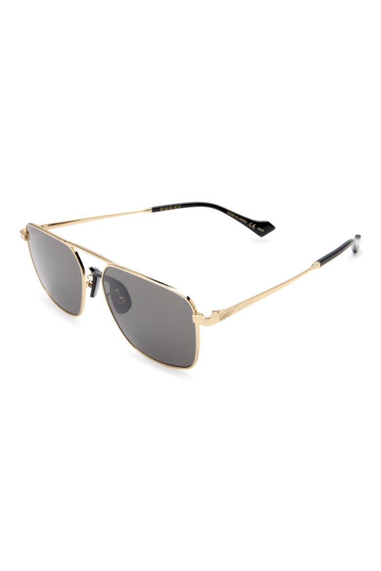 57mm Aviator Sunglasses, Alternate, color, GOLD GOLD GREY