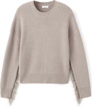 MANGO TEEN Fringe Accent Sweater