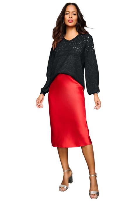 Embellished Pullover Sweater With Blouson Sleeves (plus)