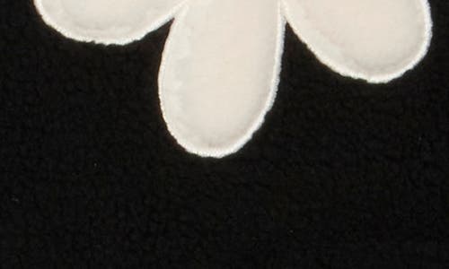 Rdi Flower Appliqué Faux Shearling Zip Jacket In Black