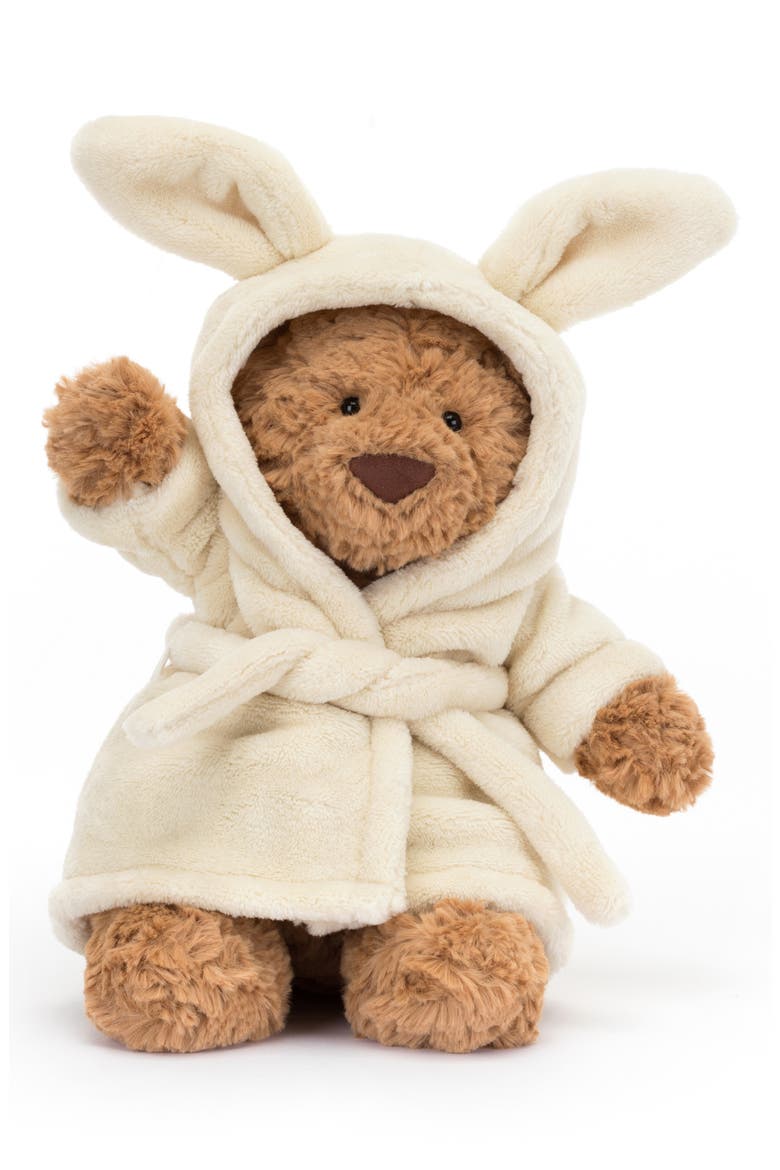 Bartholomew Bear Bathrobe Stuffed Animal, Alternate, color, BROWN