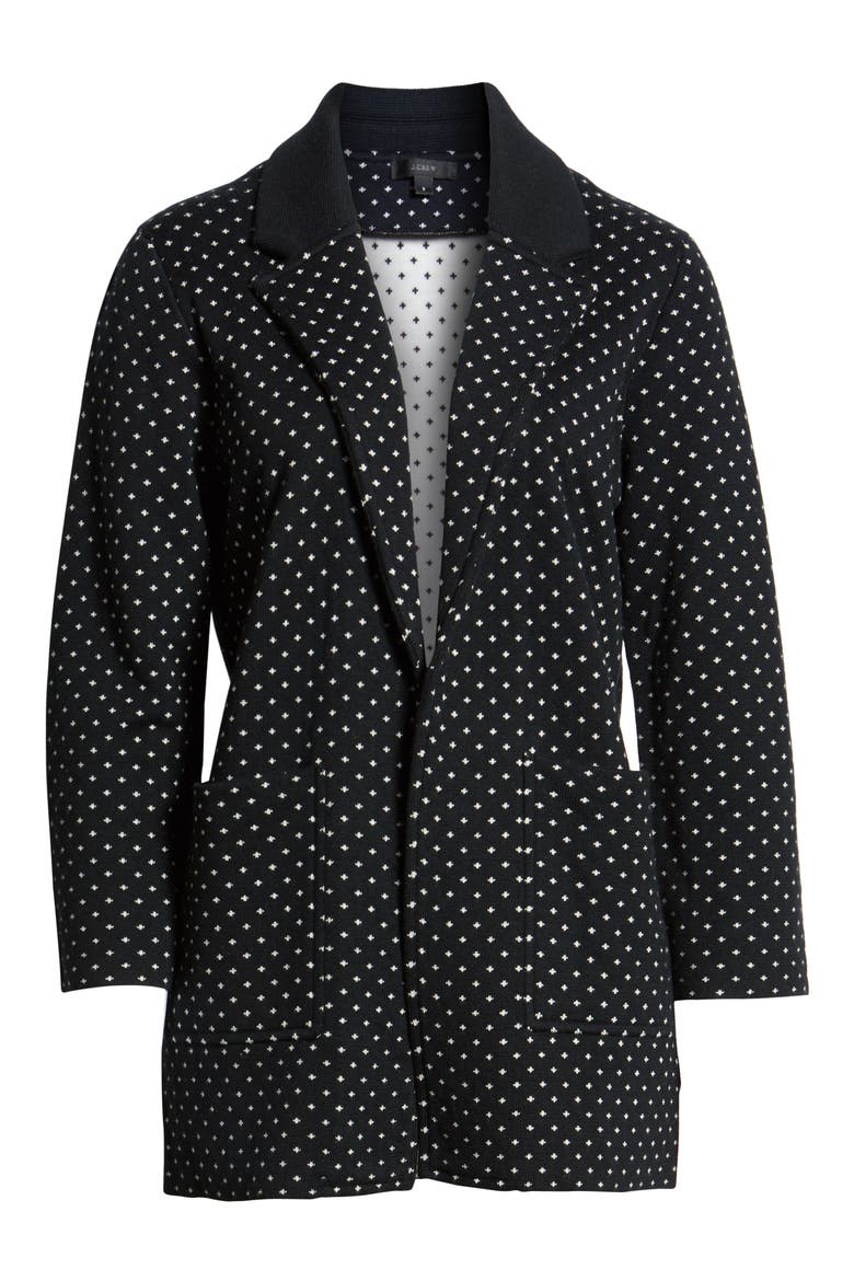 Dot Jacquard Sweater Blazer, Alternate, color, NAVY IVORY
