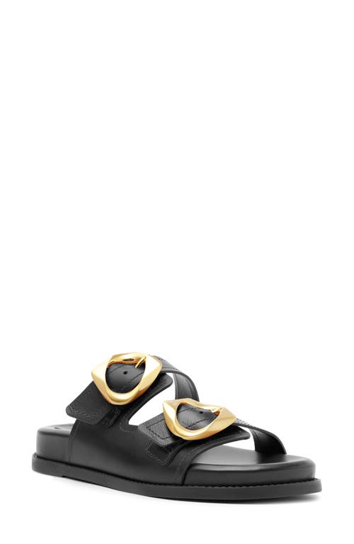 Schutz Olga Buckle Sporty Slide Sandal In Black