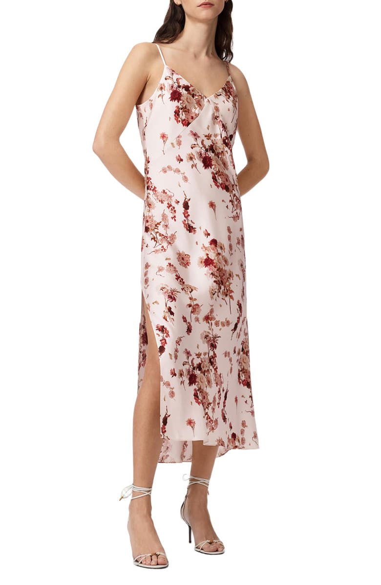 AllSaints Melody Floral Silk Blend Midi Slipdress, Alternate, color, 