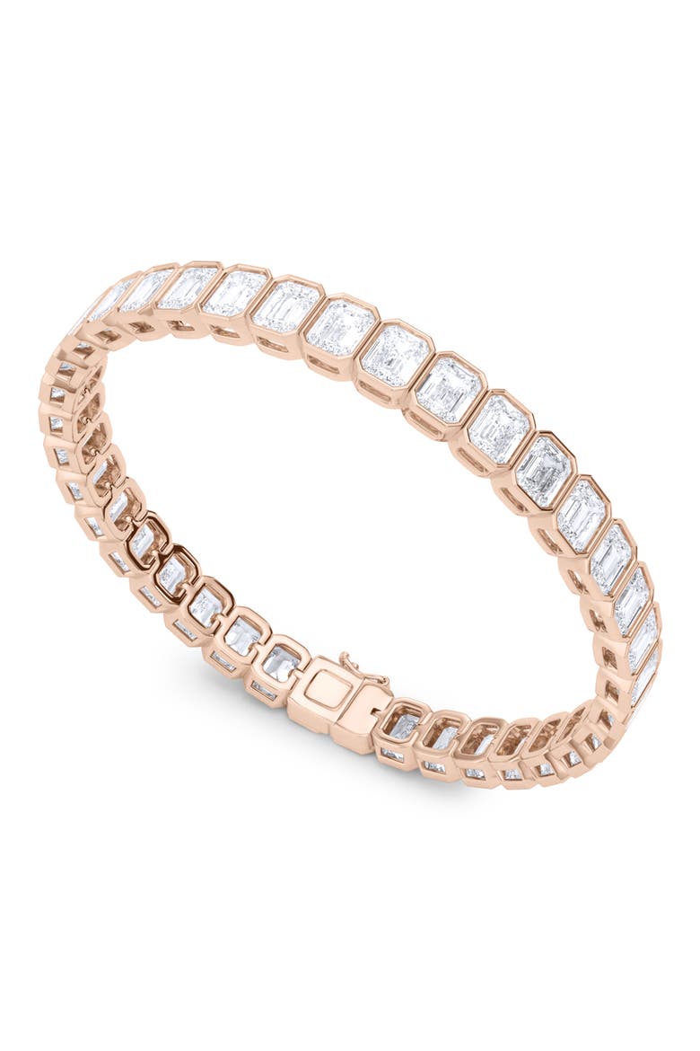 Emerald Cut Lab Created Diamond Tennis Bracelet, Main, color, 18K ROSE GOLD