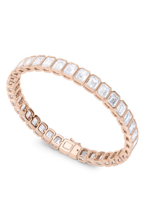 Emerald Cut Lab Created Diamond Tennis Bracelet