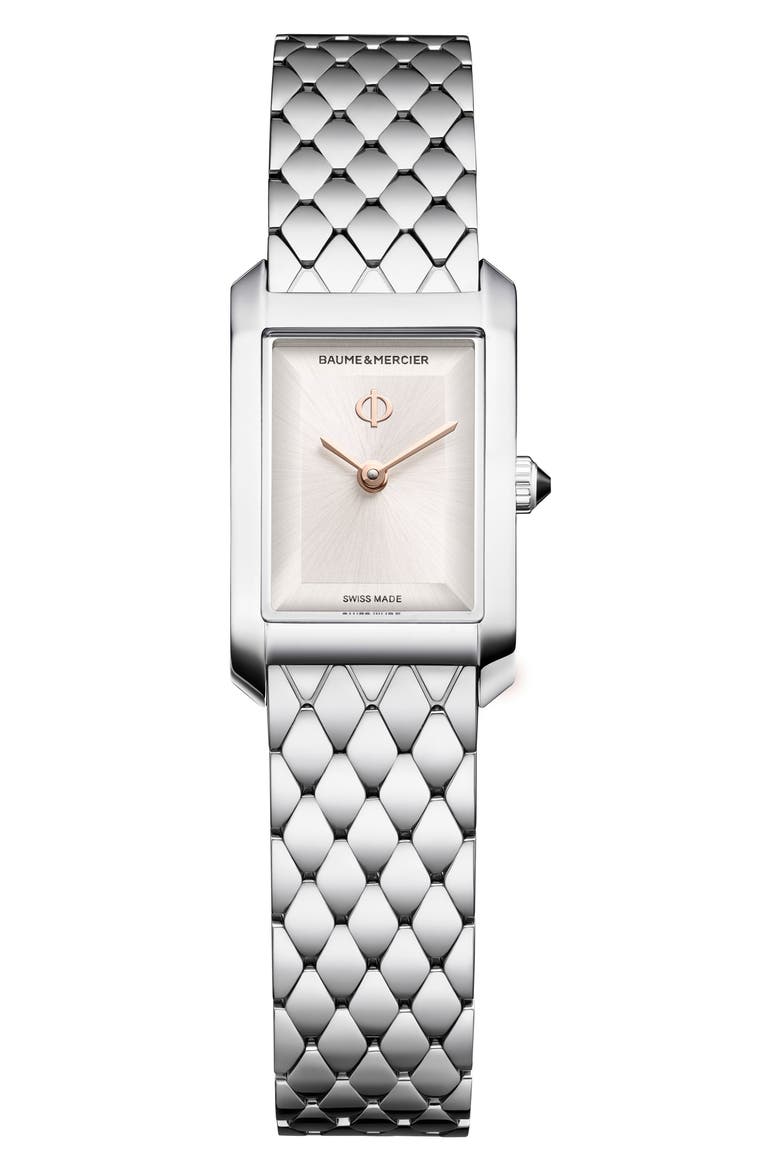 Hampton Diamond Bracelet Watch, 22mm x 35mm, Main, color, SILVER
