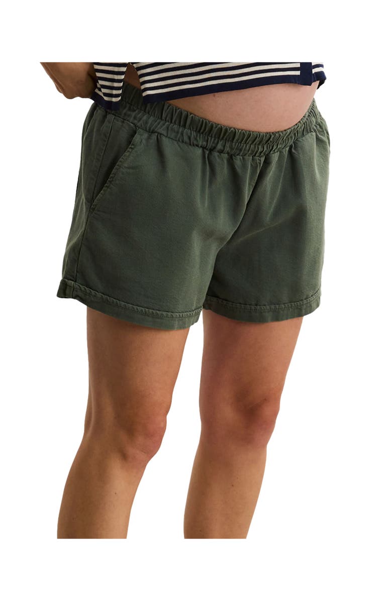 HATCH Collection The Drapey Denim Maternity Short, Alternate, color, Olive